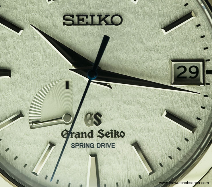 The dial represents the snowy mountain landscape of the Watch Studio in the Shizukuishi region, where the top models of Seiko are made.
