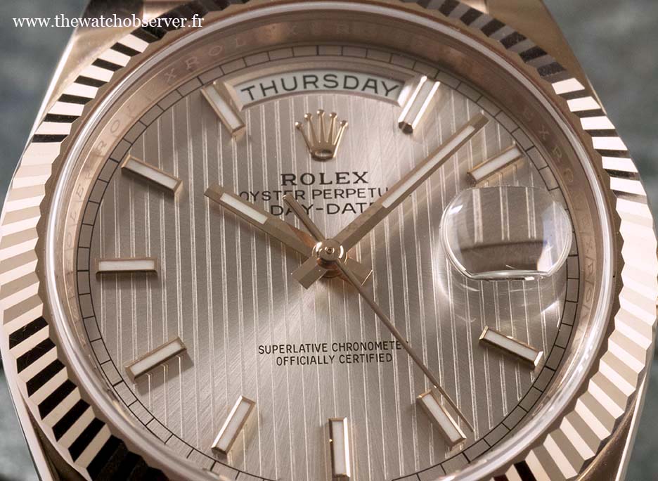Rolex Day-Date 40: close-up on the dial