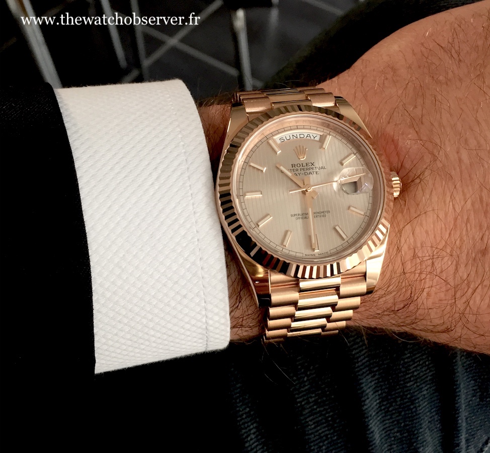 On the wrist - Rolex Day-Date 40 Everose gold