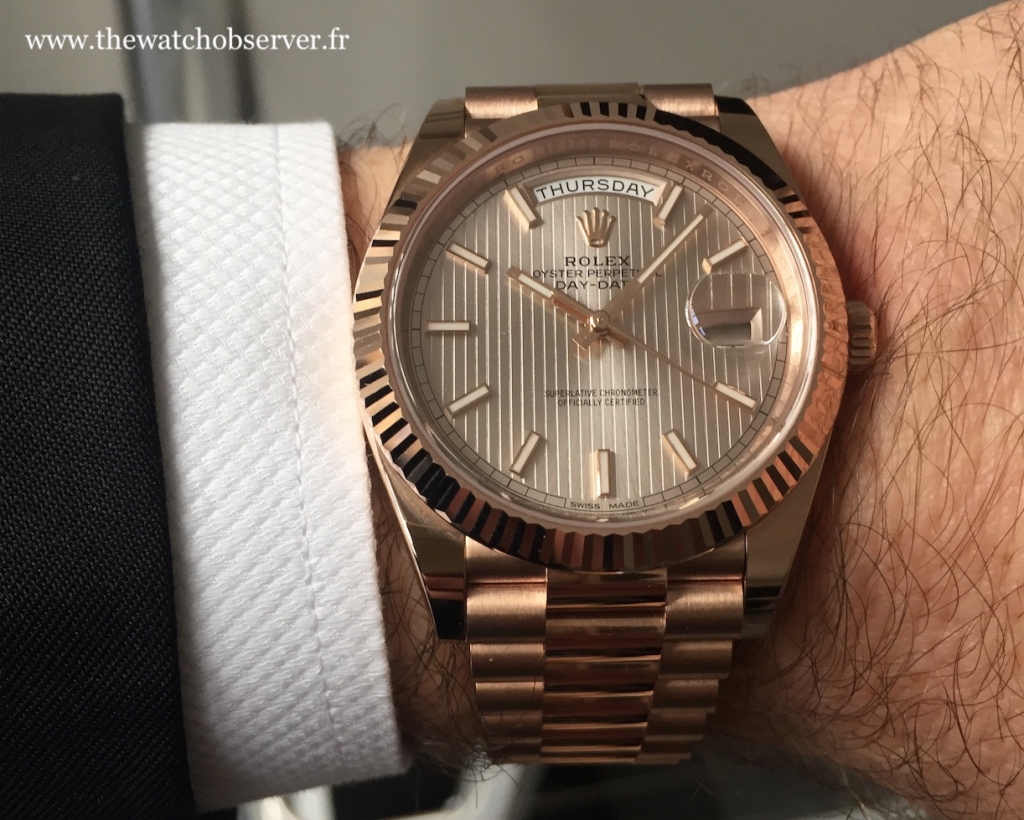 Wristshot Rolex Day-Date 40 gold Everose