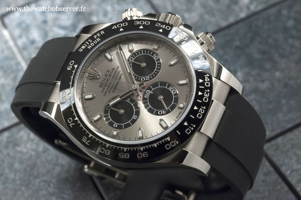 Rolex Cosmograph Daytona white gold on Oysterflex strap