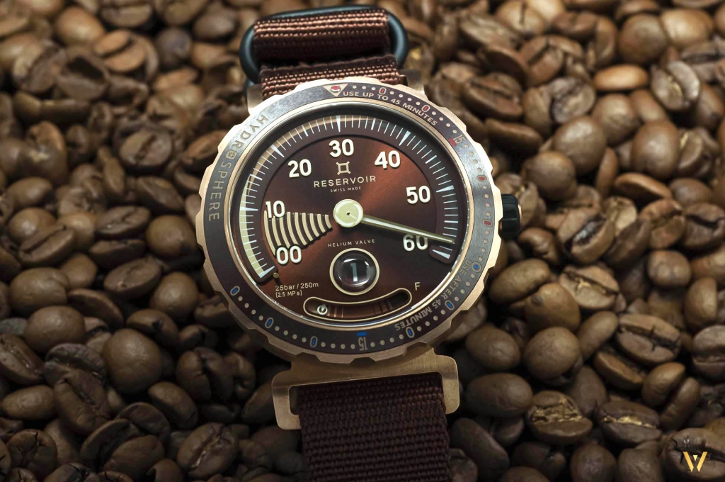 A Bronze sunburst finish dial on a dive watch