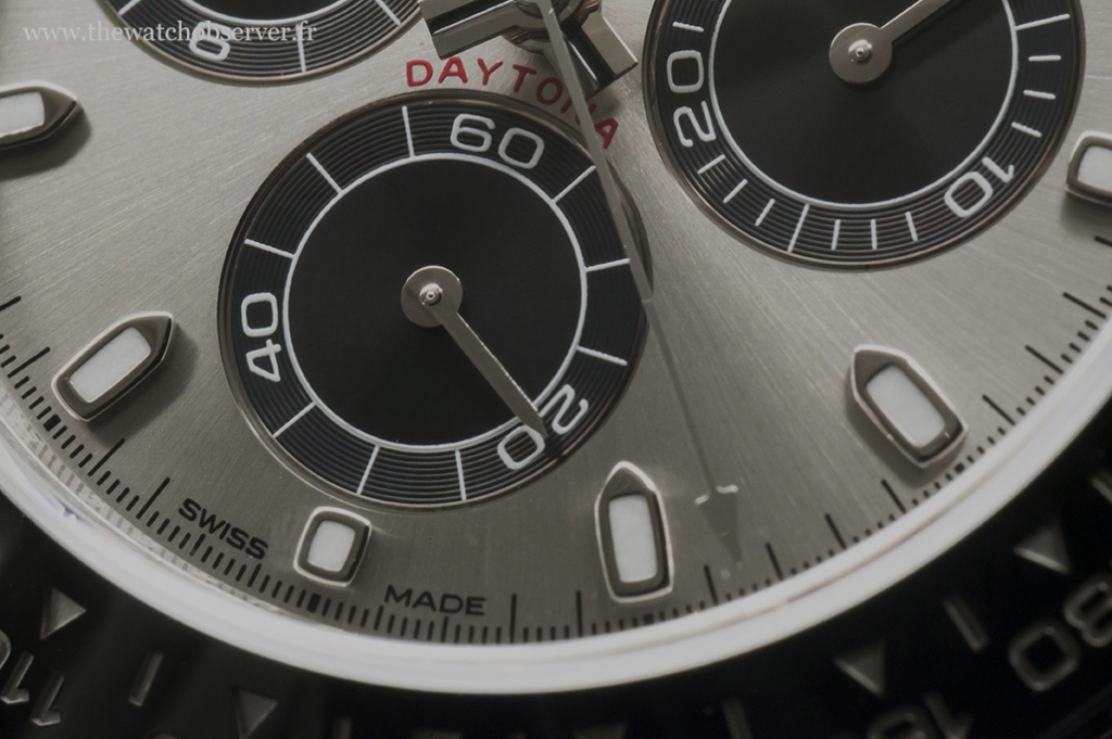 Detail of the Rolex Daytona 116519LN (panda dial)