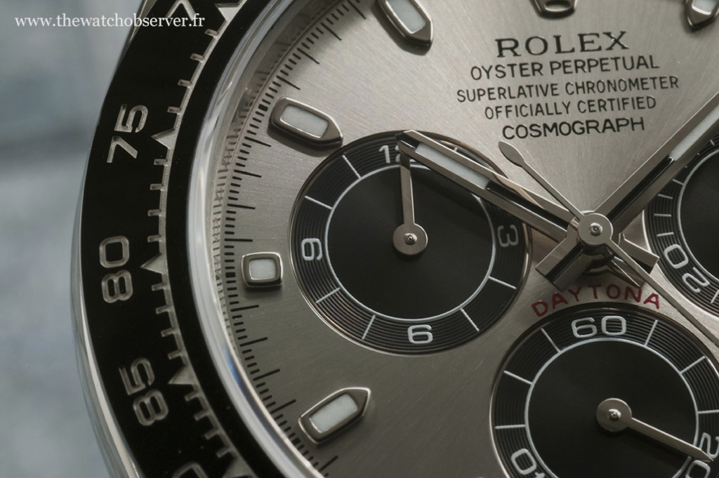 Rolex Daytona 116519LN: photo macro of the dial