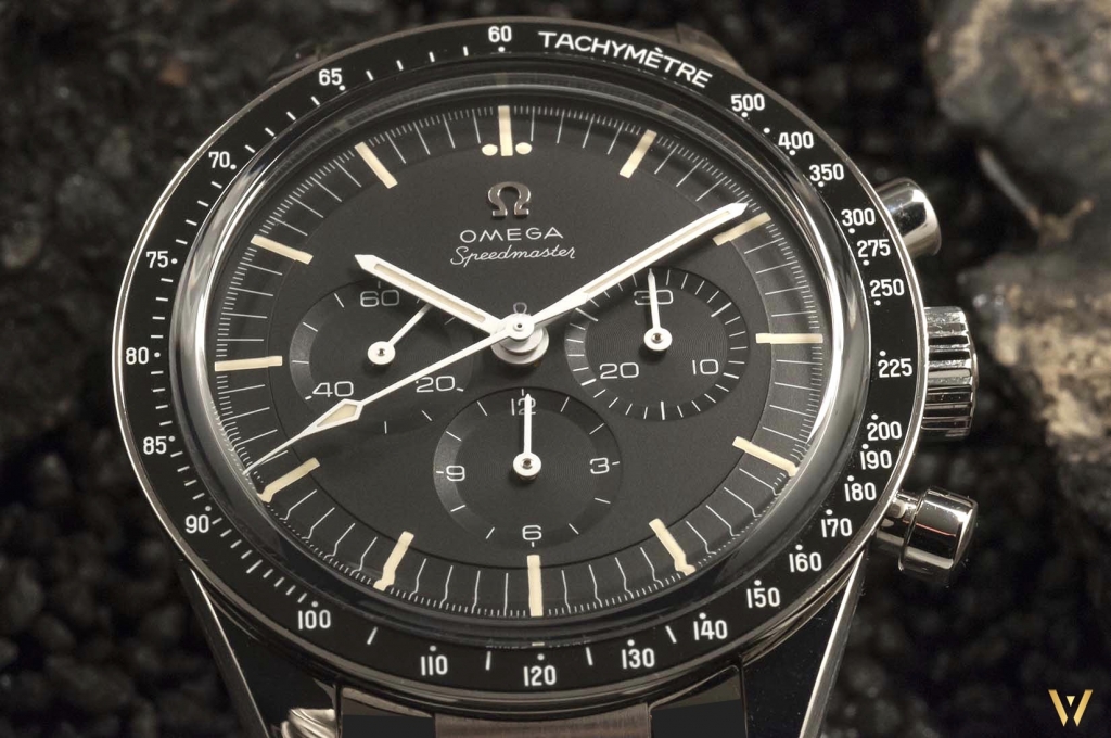 View of the gorgeous dial Omega Speedmaster Moonwatch Caliber 321