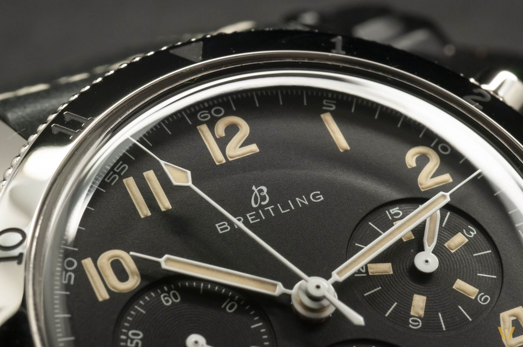 Detail #1: dial of the Breitling AVI 765 1953 Re-Edition